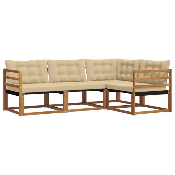 vidaXL Z&aacute;hradn&aacute; s&uacute;prava gaučov s vank&uacute;&scaron;om 4 pcs Pr&iacute;rodn&aacute; a b&eacute;žov&aacute;