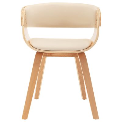 vidaXL Jedálenská stolička, krémová, ohýbané drevo a umelá koža