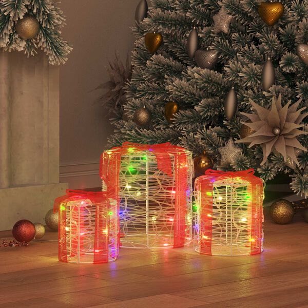 vidaXL Dekor&aacute;cia Darčekovej &Scaron;katule 3 pcs farebn&eacute; 20 x 20 x 21 cm