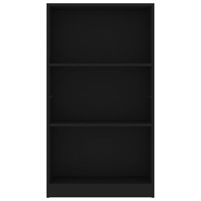 vidaXL Knižnica, 3 police, čierna 60x24x109 cm, kompozitné drevo