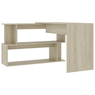 vidaXL Rohový stôl, dub sonoma 200x50x76 cm, drevotrieska