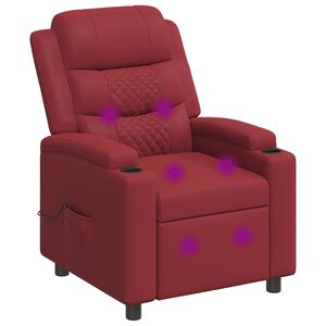 vidaXL Polohovacie mas&aacute;žne kreslo V&iacute;no červen&eacute; 75 x 93 x 98 cm L&aacute;tka