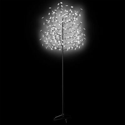 vidaXL Vianočný stromček 220 LED studené biele svetlo kvety čerešne 220 cm