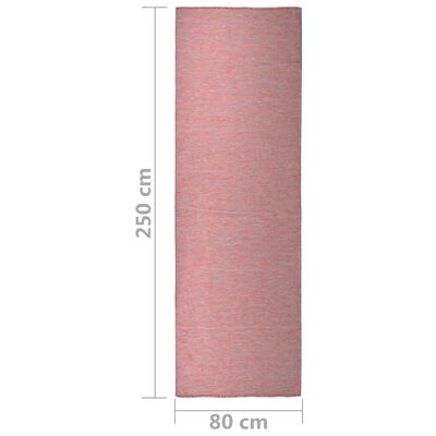 vidaXL Vonkajší koberec s plochým tkaním 80x250 cm červený