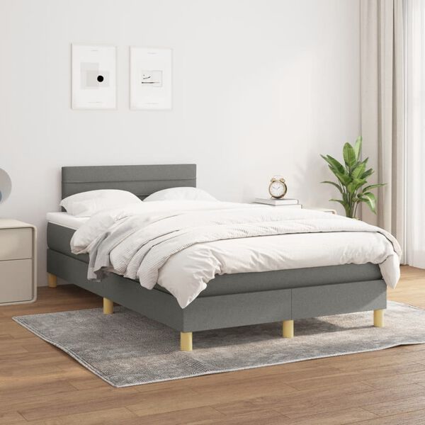 vidaXL Boxspring posteľ s matracom, tmavosiv&aacute; 120x190 cm, l&aacute;tka