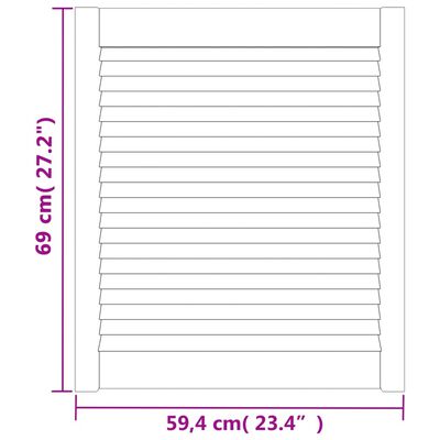 vidaXL Lamelové dvierka na skrinku 4 ks, biele 69x59,4 cm, borovica
