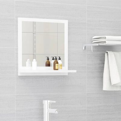 vidaXL Kúpeľňové zrkadlo, lesklé biele 40x10,5x37 cm, kompozitné drevo