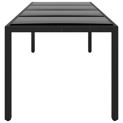 vidaXL Záhradný stôl 250x100x75 cm tvrdené sklo a polyratan čierny