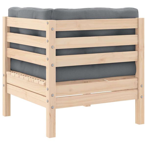 vidaXL 2-miestna záhradná pohovka a sivé sedáky borovicové drevo