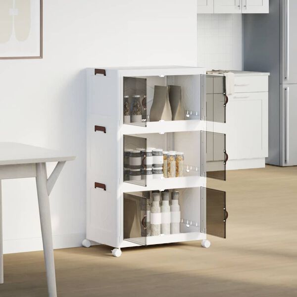 vidaXL stohovateľný úložný box kolesami 3vrstvový 75L 64x39,5x110,5 cm