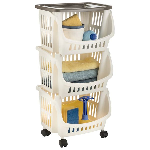 vidaXL Kuchynský vozík biely a sivohnedý