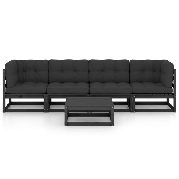 vidaXL 5-dielna z&aacute;hradn&aacute; s&uacute;prava s podložkami, borovicov&yacute; mas&iacute;v