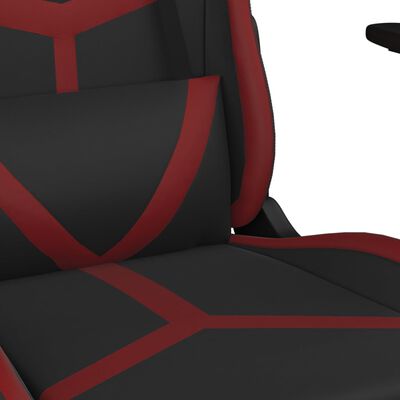 vidaXL Herná stolička s podnožkou čierna a vínová umelá koža