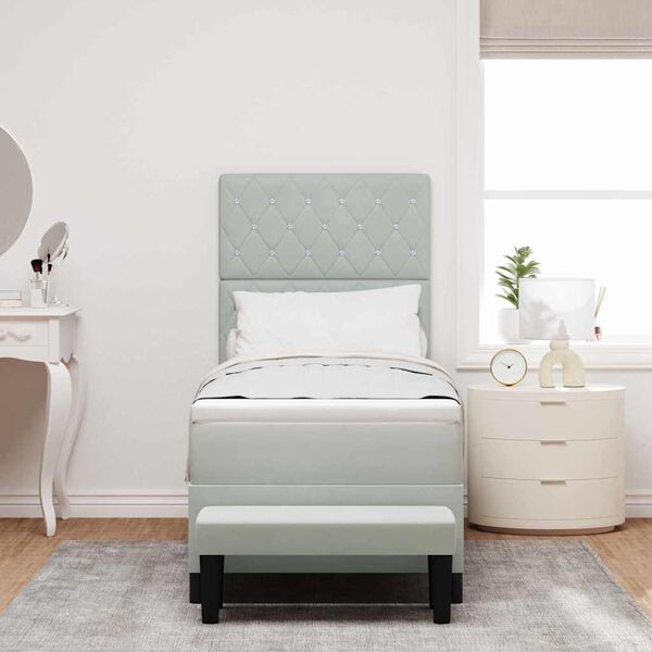 vidaXL Posteľ s pružinov&yacute;m r&aacute;mom Svetlosiv&aacute; 80 x 200 cm Zamat