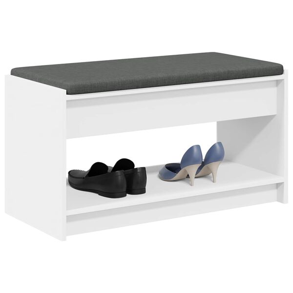 vidaXL Predsieňov&aacute; lavica s vank&uacute;&scaron;om s poličkou Biely 83 x 38 x 45 cm