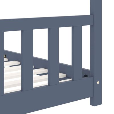 vidaXL Detský posteľný rám sivý 90x200 cm borovicový masív