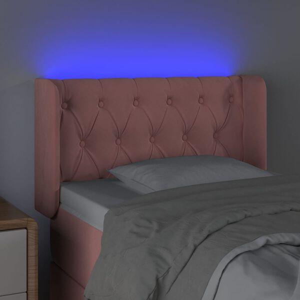 vidaXL Čelo postele s LED ružov&eacute; 83x16x78/88 cm zamat