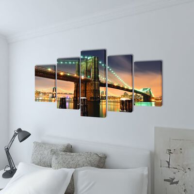Sada obrazov na stenu, motív Brooklynský most 200 x 100 cm