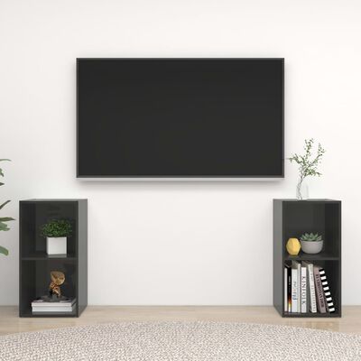 vidaXL TV skrinky 2 ks lesklé sivé 72,5x35x36,5 cm drevotrieska