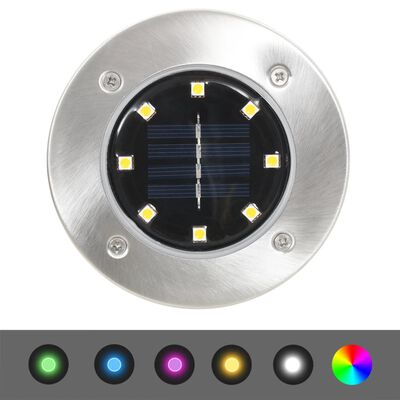 vidaXL Zapustené solárne svetlá do zeme 8 ks, LED svetlá, RGB farby