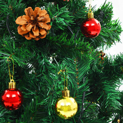 vidaXL Osvetlený umelý vianočný stromček s ozdobami, zelený 150 cm