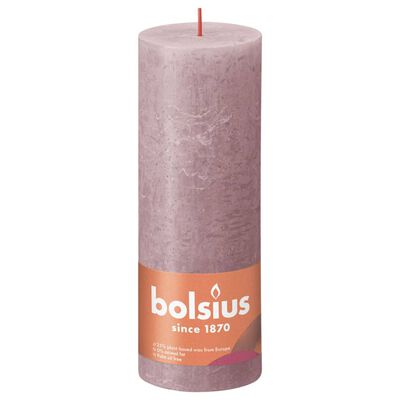 Bolsius Rustikálne valcové sviečky Shine 4ks 190x68mm, popolavo ružové