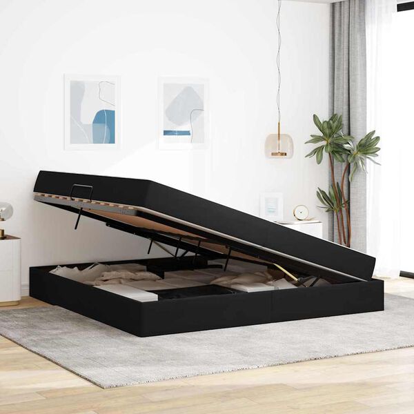 vidaXL Postel s &uacute;ložn&yacute;m prostorem a matrac&iacute; Čierna 200 x 200 cm Zamat