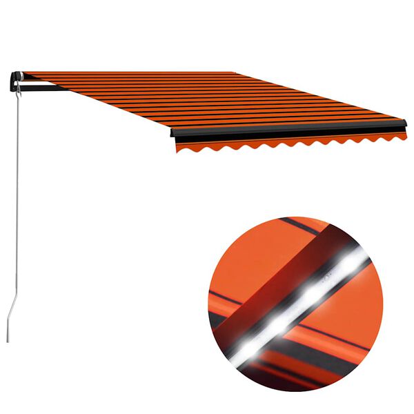 vidaXL Ručne zaťahovacia mark&iacute;za s LED 300x250 cm oranžovo-hned&aacute;