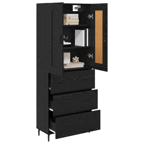 vidaXL Highboard so z&aacute;suvkou 2 pcs Čierny dub Kompozitn&eacute; drevo