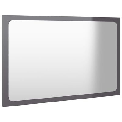 vidaXL Kúpeľňové zrkadlo, lesklé sivé 60x1,5x37 cm, kompozitné drevo