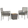 vidaXL Z&aacute;hradn&yacute; bistro set 3 ks Siv&aacute; polyratan