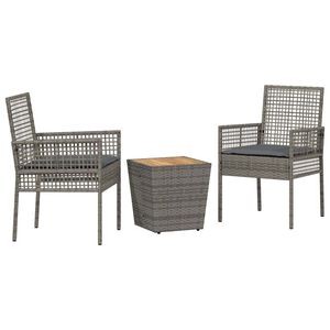 vidaXL Z&aacute;hradn&yacute; bistro set 3 ks Siv&aacute; polyratan