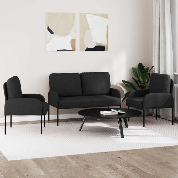 vidaXL S&uacute;pravy pohoviek 3 pcs Čierna 115 x 56 x 80 cm Preglejka