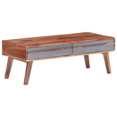 vidaXL Konferenčný stolík sivý 110x50x40 cm masívne sheeshamové drevo