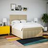vidaXL Boxspring posteľ s matracom kr&eacute;mov&yacute; 140x190 cm l&aacute;tka