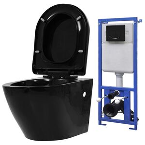 vidaXL Keramick&eacute; z&aacute;vesn&eacute; WC so skrytou n&aacute;držou čierne