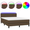 vidaXL Posteľ boxsping s matracom a LED tmavohned&aacute; 140x200 cm l&aacute;tka