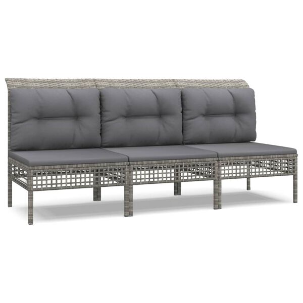 vidaXL 3-dielna z&aacute;hradn&aacute; sedacia s&uacute;prava s podložkami siv&aacute; polyratan