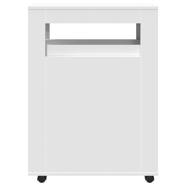 vidXL Úzka kúpeľňová skrinka s kolieskami biela kompozitné drevo