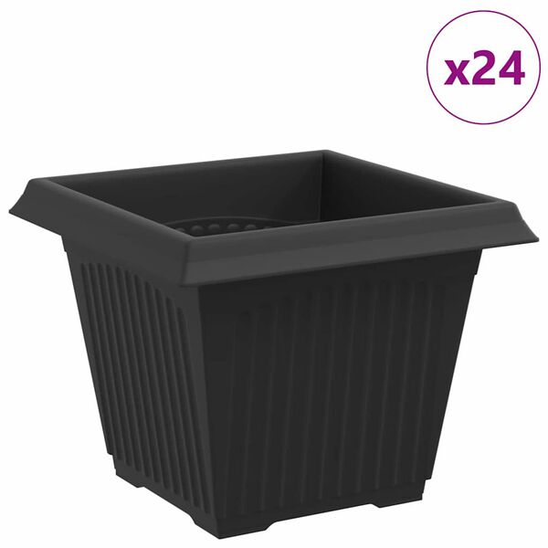 vidaXL &Scaron;tvorcov&yacute; črepn&iacute;k na kvety 24 pcs Čierna 43 x 43 x 33.5 cm
