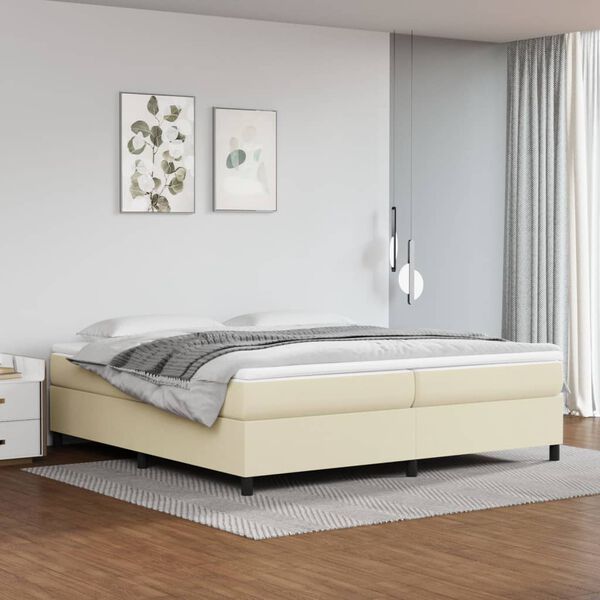 vidaXL Boxspring posteľ s matracom kr&eacute;mov&aacute; 200x200 cm umel&aacute; koža