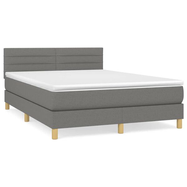 vidaXL Boxspring posteľ s matracom tmavosiv&aacute; 140x200 cm l&aacute;tka