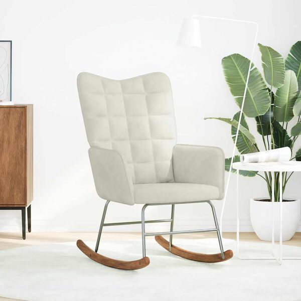 vidaXL Hojdacie kreslo krémové zamatové