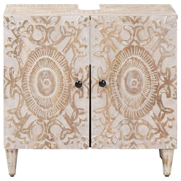 vidaXL K&uacute;peľňov&aacute; skrinka pod um&yacute;vadlo s dverami Biela 62 x 33 x 58 cm