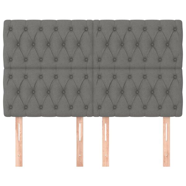 vidaXL Čelo postele tmavosiv&eacute; 144x7x118/128 cm l&aacute;tkov&eacute;