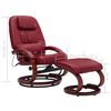 vidaXL Sklápacie masážne kreslo s podnožkou, vínové, umelá koža