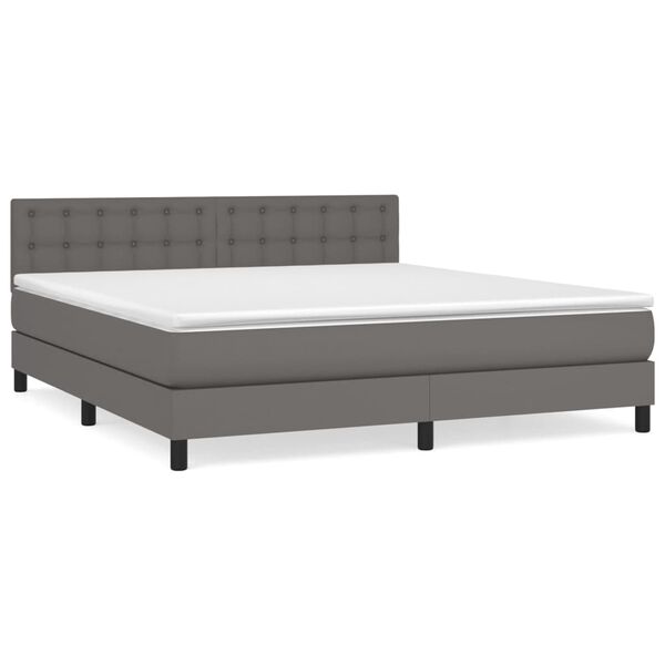 vidaXL Boxspring posteľ s matracom siv&aacute; 160x200 cm umel&aacute; koža