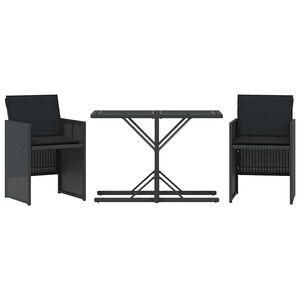 vidaXL 3-dielna bistro s&uacute;prava s vank&uacute;&scaron;mi čierna polyratanov&aacute;