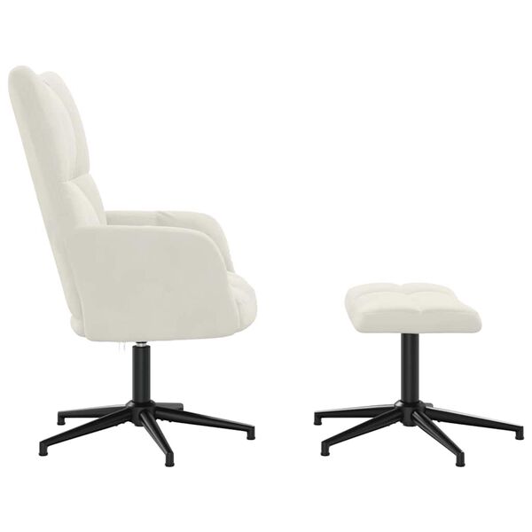 vidaXL Relaxačné kreslo s podnožkou krémovo-biele zamat