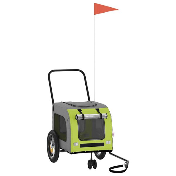 vidaXL Vozík za bicykel pre domáce zvieratá s úložiskom Zelená a šedá